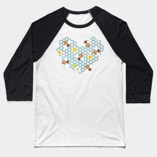 honey bee cartoon heart design for girls and kids Baseball T-Shirt